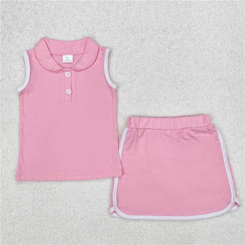 RTS NO MOQ cotton baby Girls Clothes solid color short sleeve shorts Sets