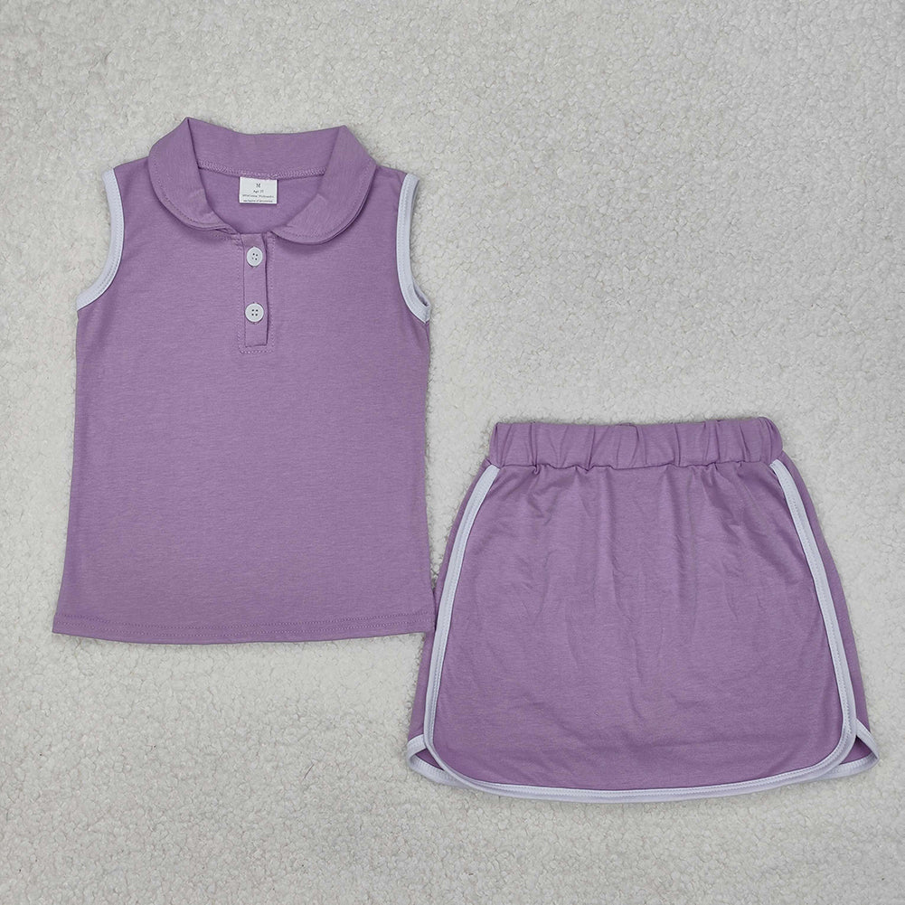 RTS NO MOQ cotton baby Girls Clothes solid color short sleeve shorts Sets