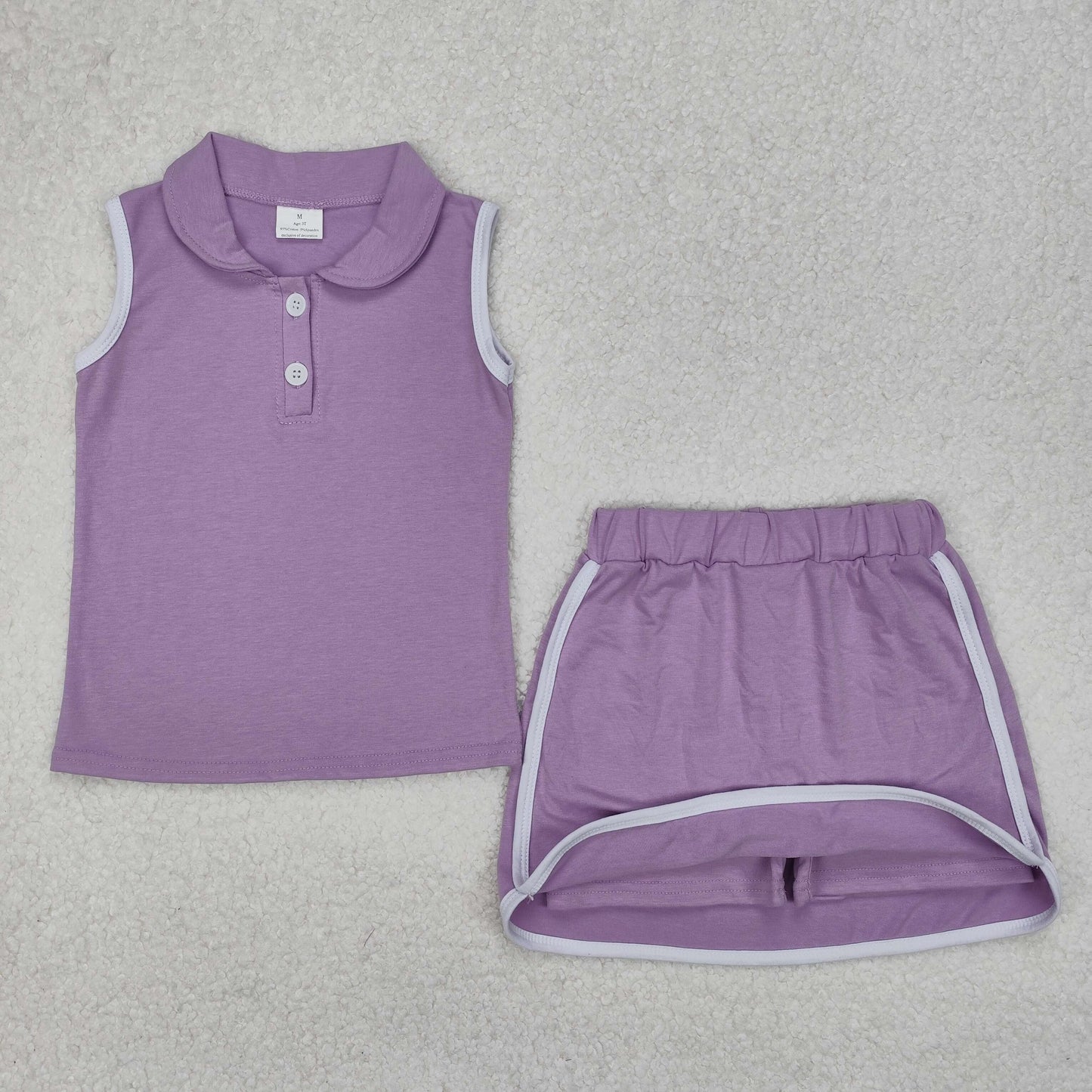 RTS NO MOQ ETA 5/7days Arrived GSD1976 Pure purple collared sleeveless pants skirt suit