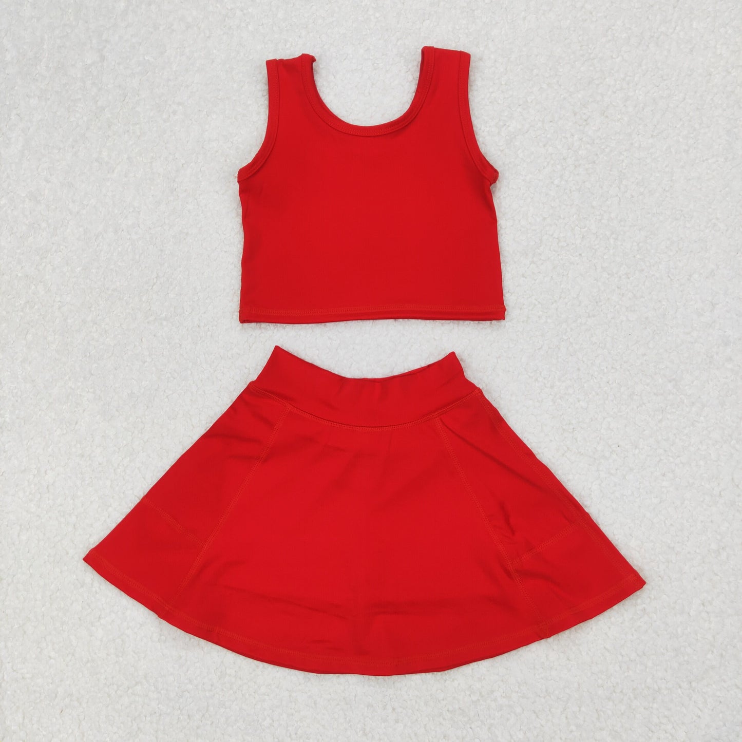 RTS NO MOQ ETA 5/7days Arrived GSD1979 Solid red sleeveless skirt yoga set