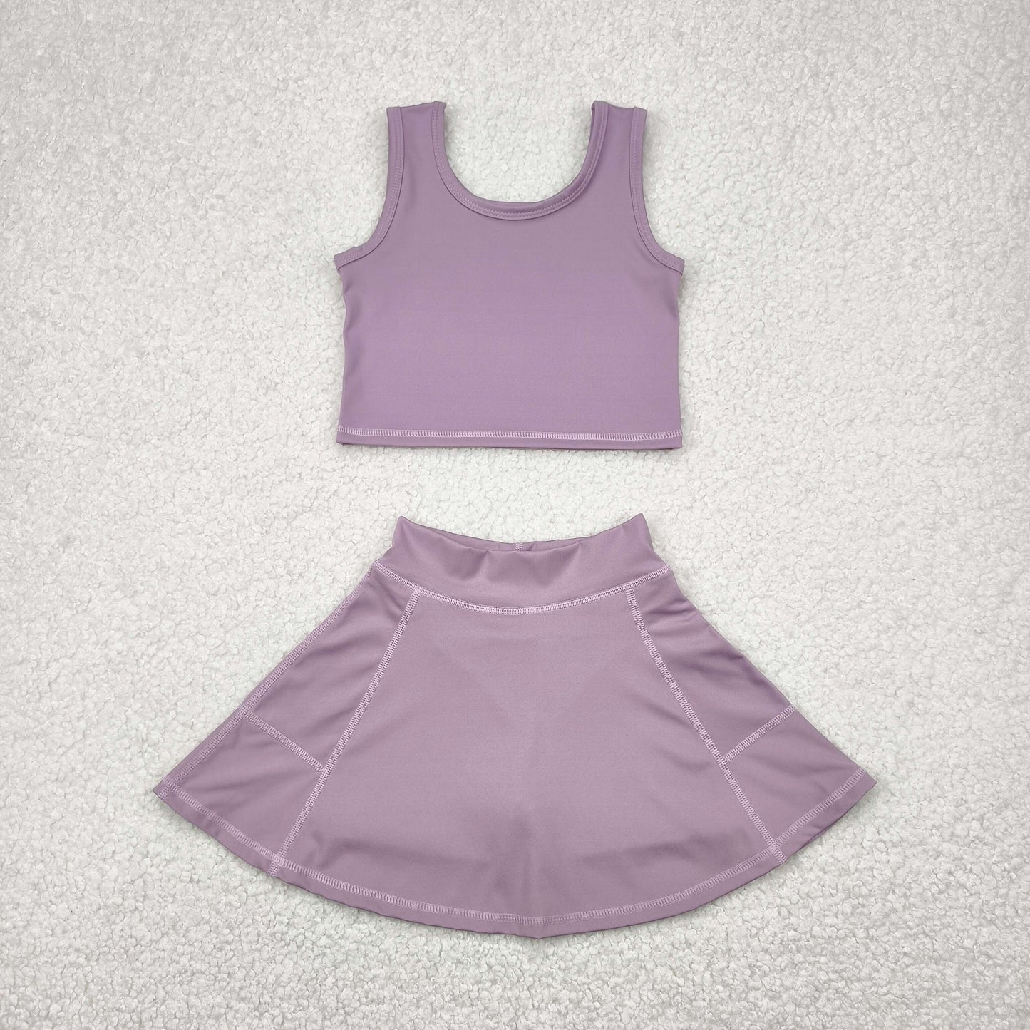 RTS NO MOQ GSD1980 Pure gray purple sleeveless skirt yoga suit