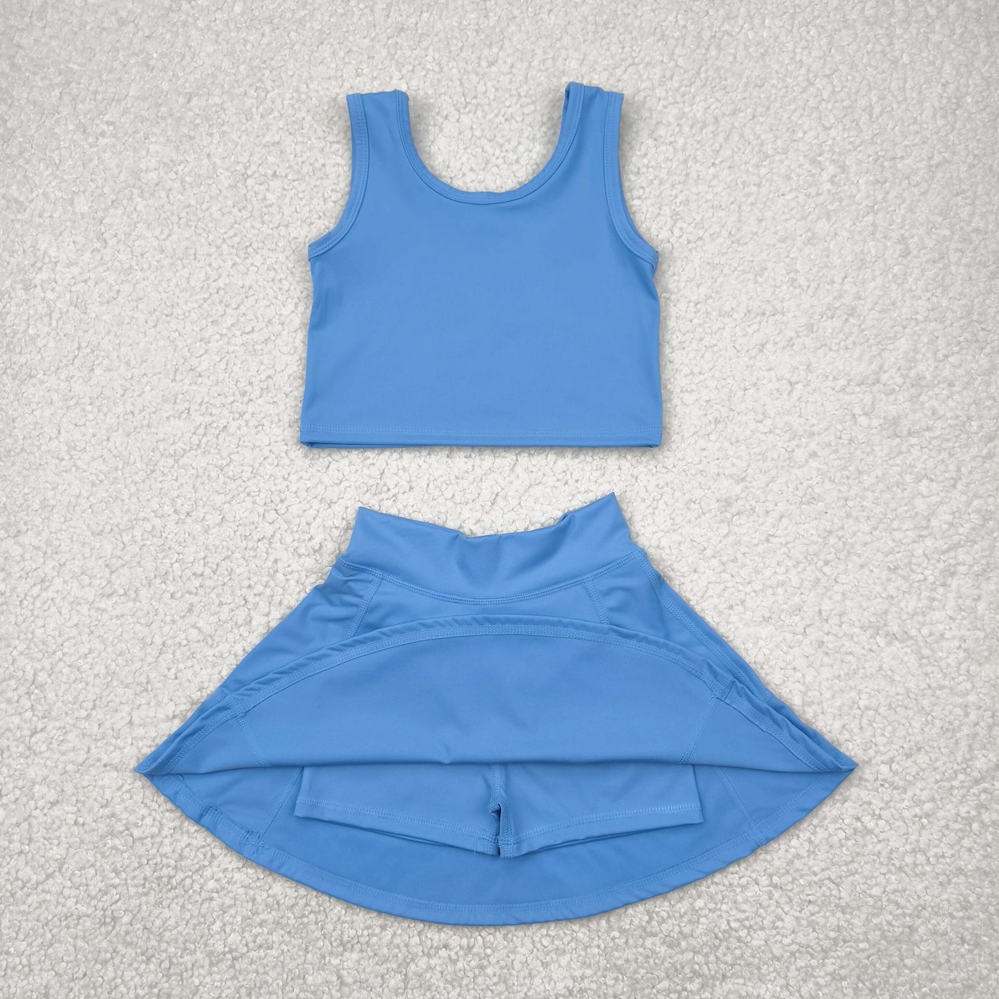 RTS NO MOQ baby girl clothes Solid red sleeveless skirt yoga set