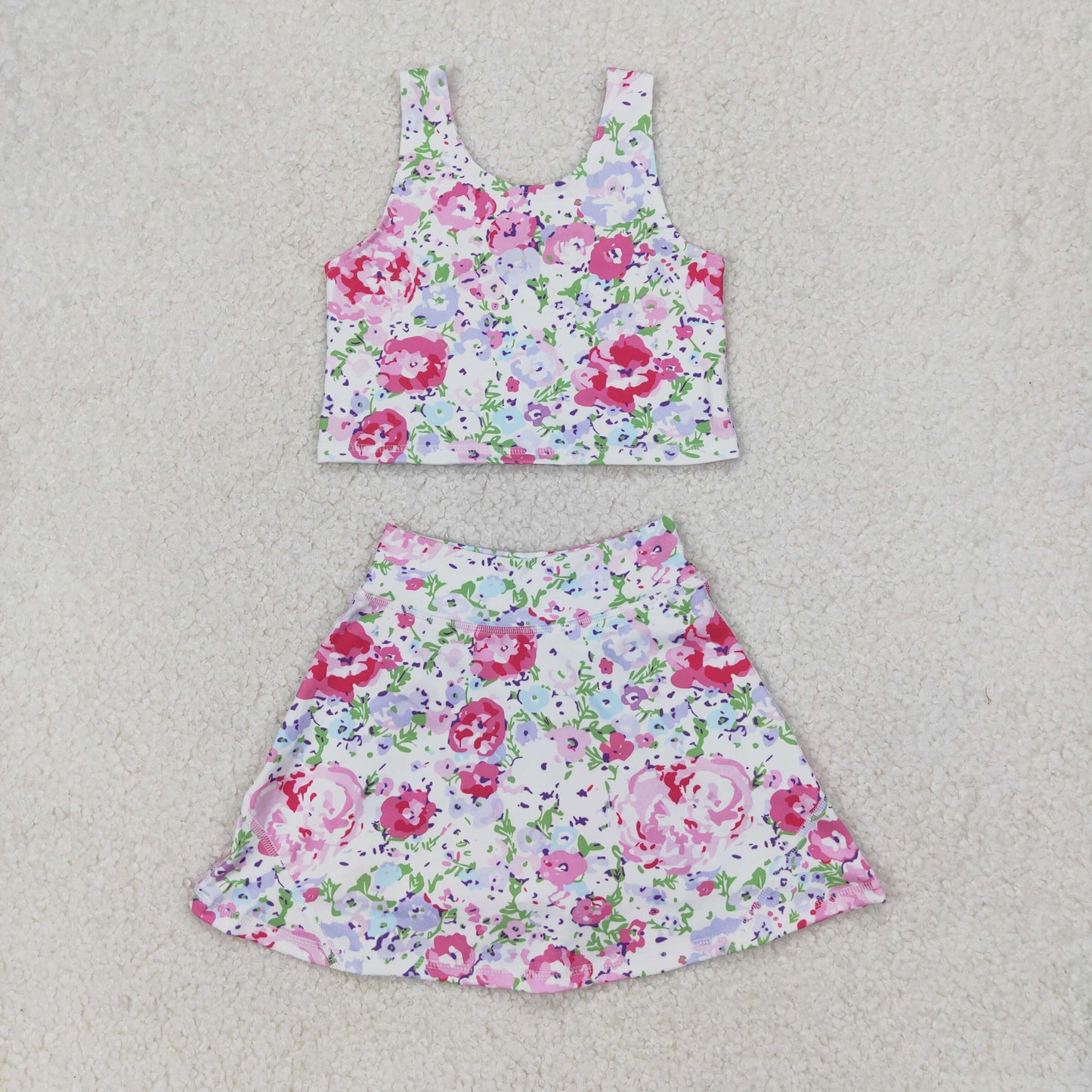 RTS NO MOQ Girls clothes yoga short sleeve Clothes Sets dress