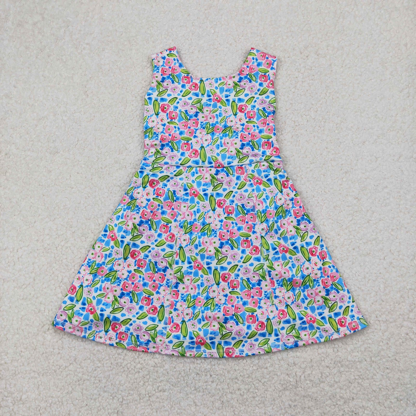 RTS NO MOQ baby girl clothes yoga floral short-sleeved skirt sets