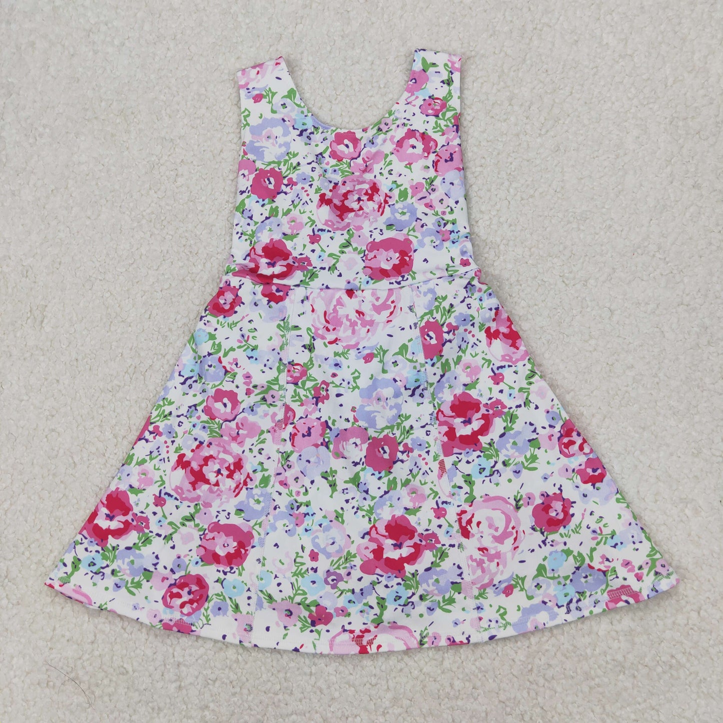 RTS NO MOQ ETA 5/7days Arrived GSD1991 Pink and purple flower leaves sleeveless yoga dress