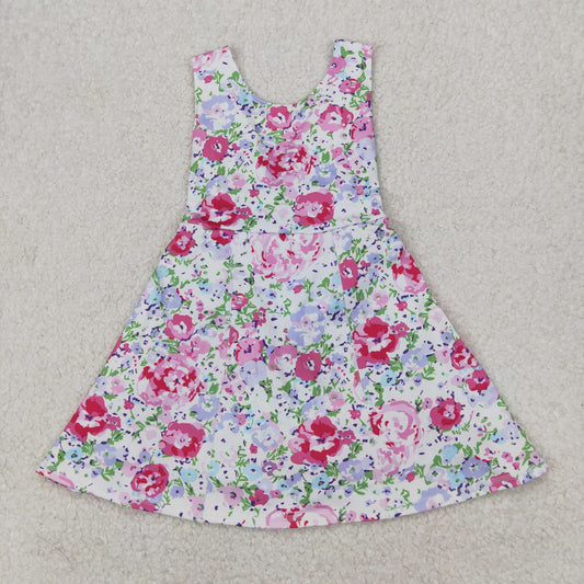 RTS NO MOQ ETA 5/7days Arrived GSD1991 Pink and purple flower leaves sleeveless yoga dress
