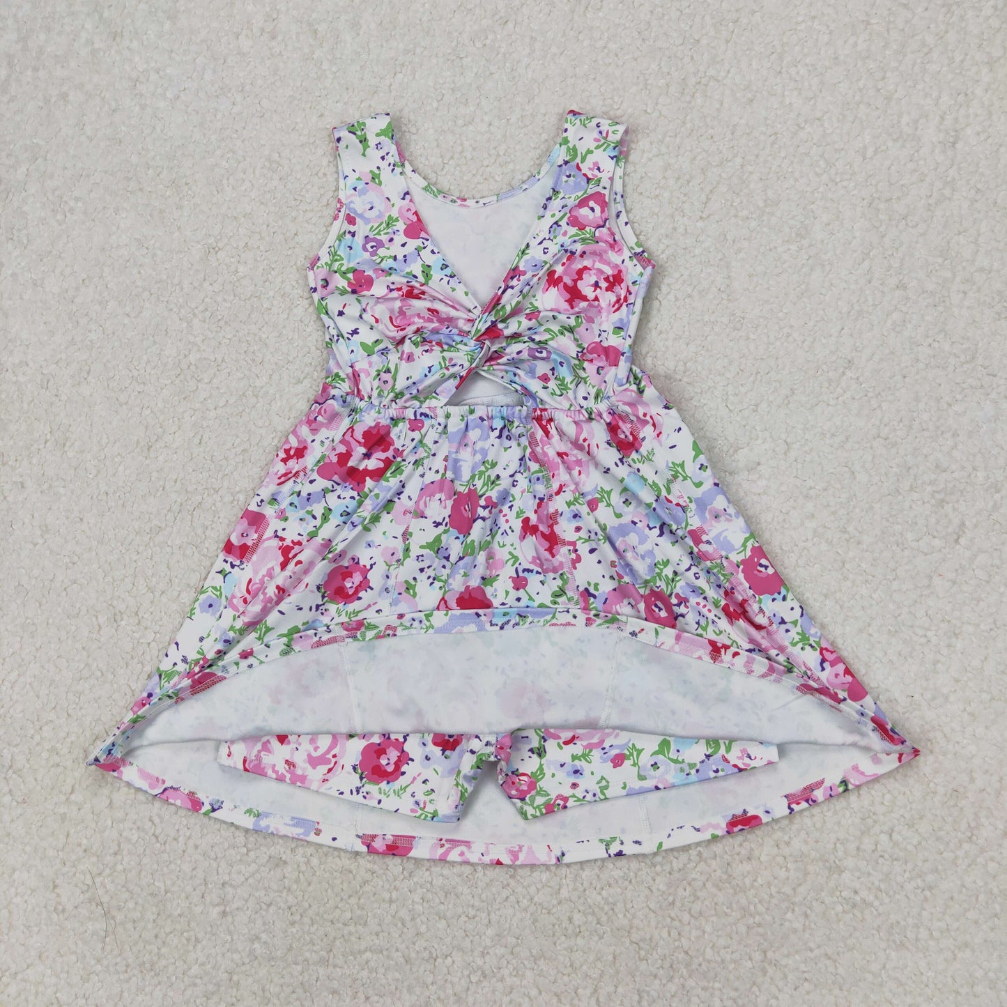 RTS NO MOQ baby girl clothes yoga floral short-sleeved skirt sets