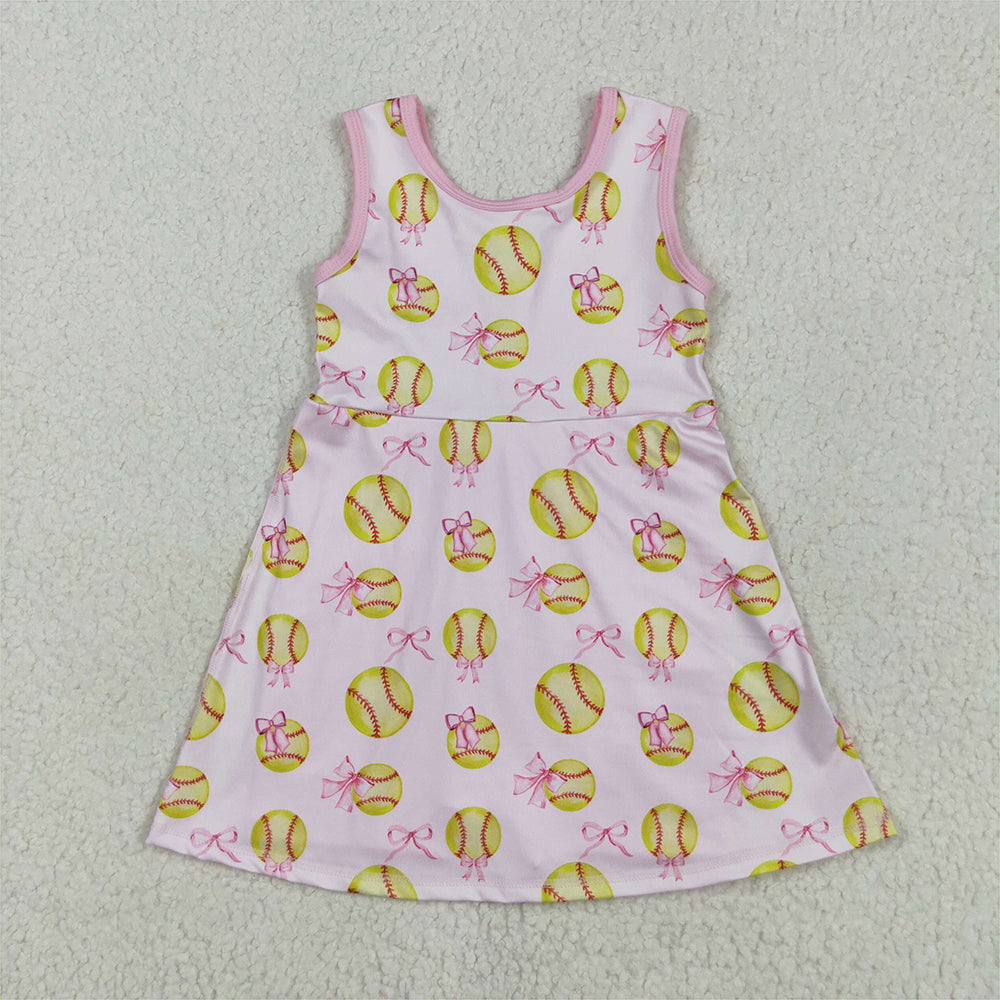 RTS NO MOQ Sibling baby girl clothes baseball sleeveless skirt yoga set and yoga dress and romper