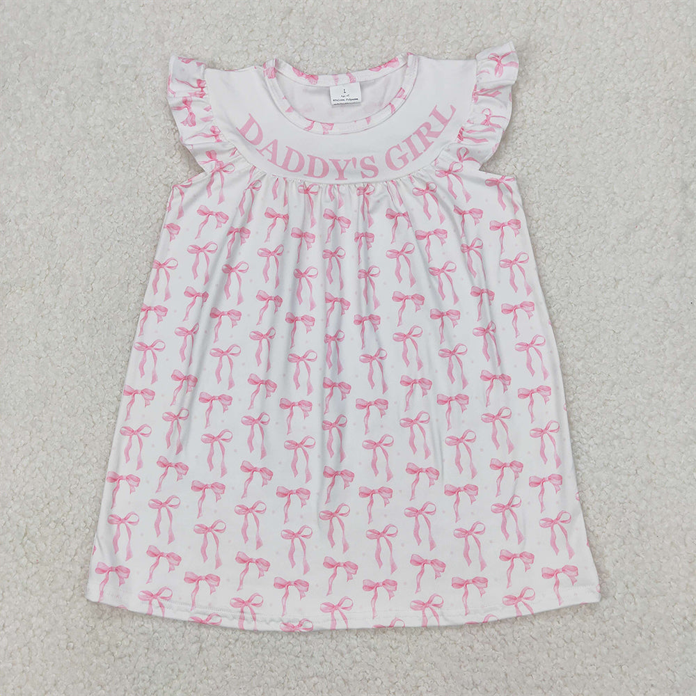 RTS baby girls clothes bow pattern short Sleeve dress romper