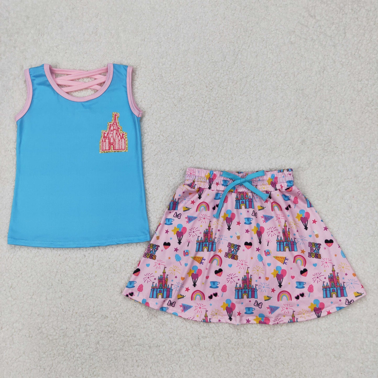 RTS NO MOQ Sibling Cute Clothes  baby girls clothes  short Sleeve skirts sets