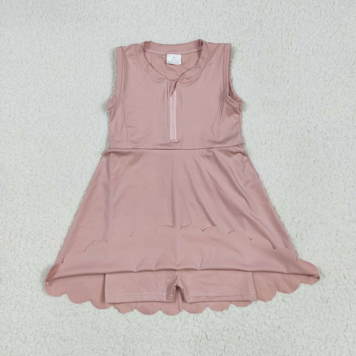 RTS NO MOQ GSD2086 solid pink zipper yoga sleeveless dress