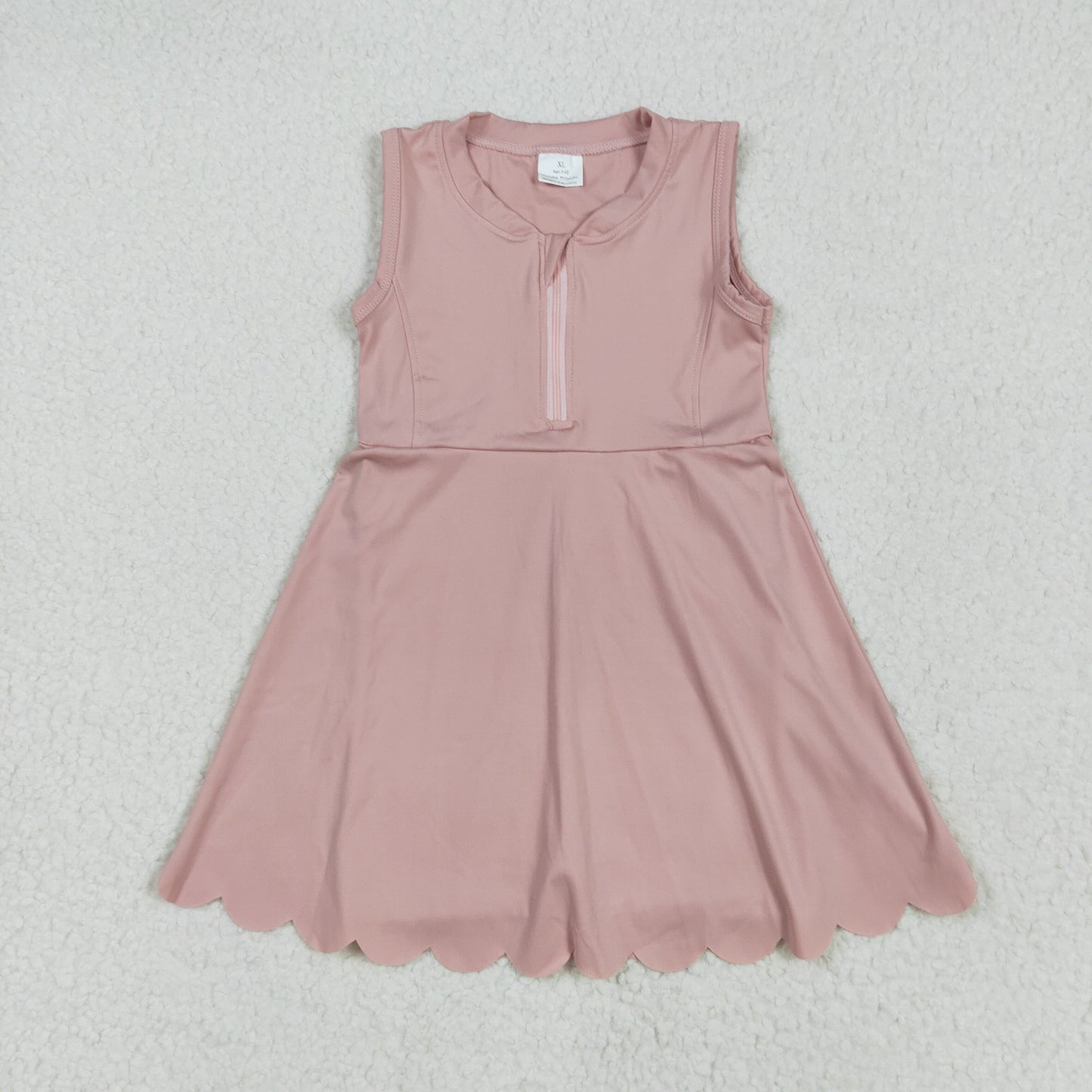 RTS NO MOQ GSD2086 solid pink zipper yoga sleeveless dress