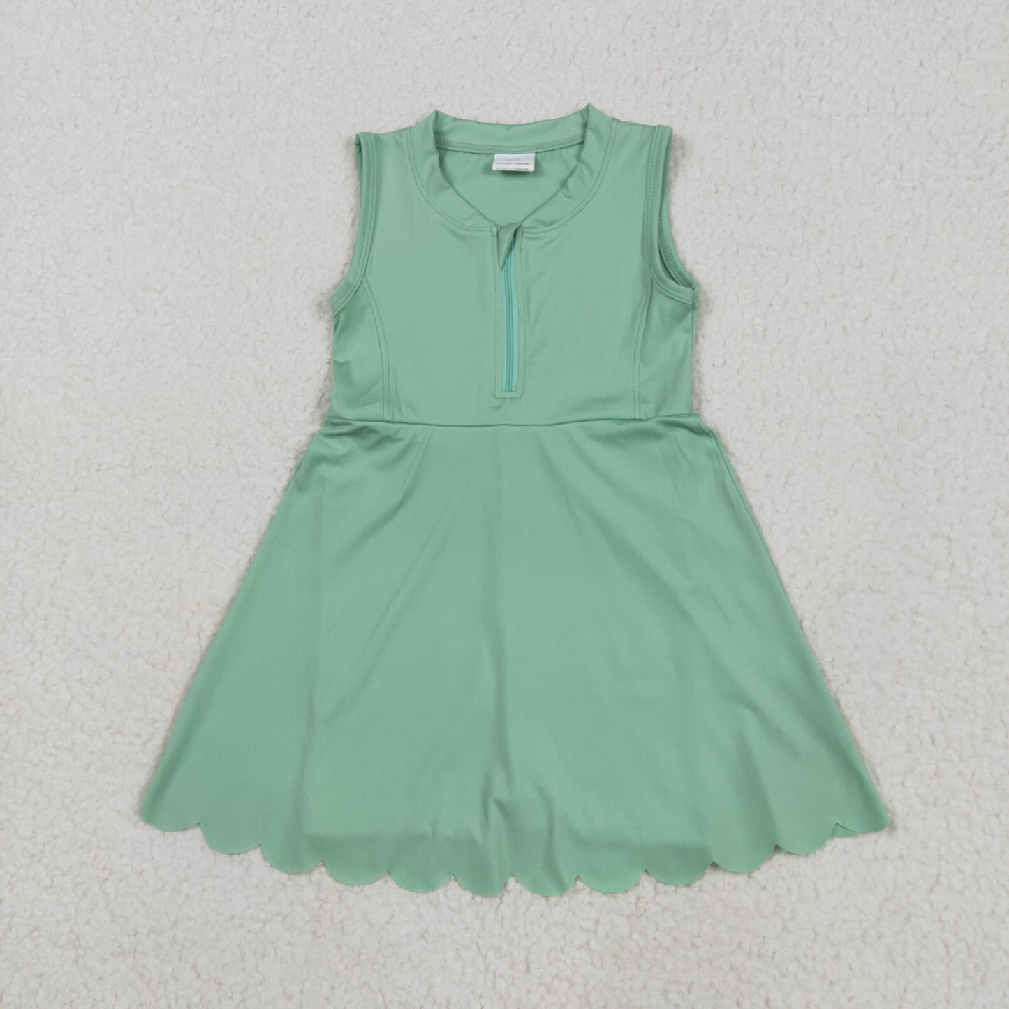 RTS NO MOQ GSD2089 Pure turquoise zippered sleeveless yoga dress