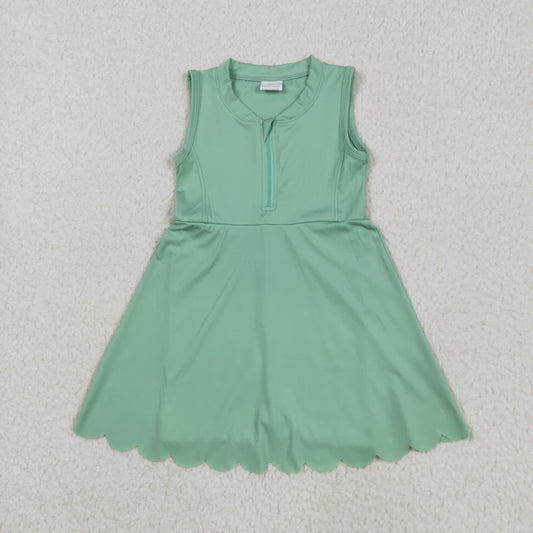 RTS NO MOQ GSD2089 Pure turquoise zippered sleeveless yoga dress