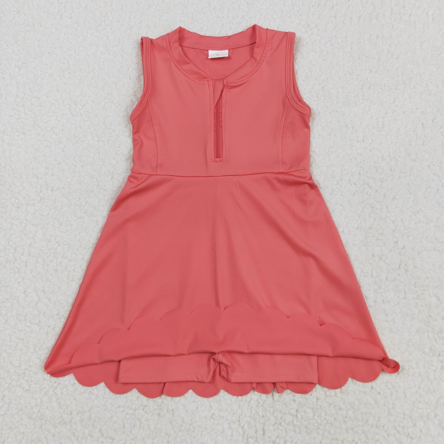 RTS NO MOQ GSD2091 Solid coral red sleeveless zipper yoga dress