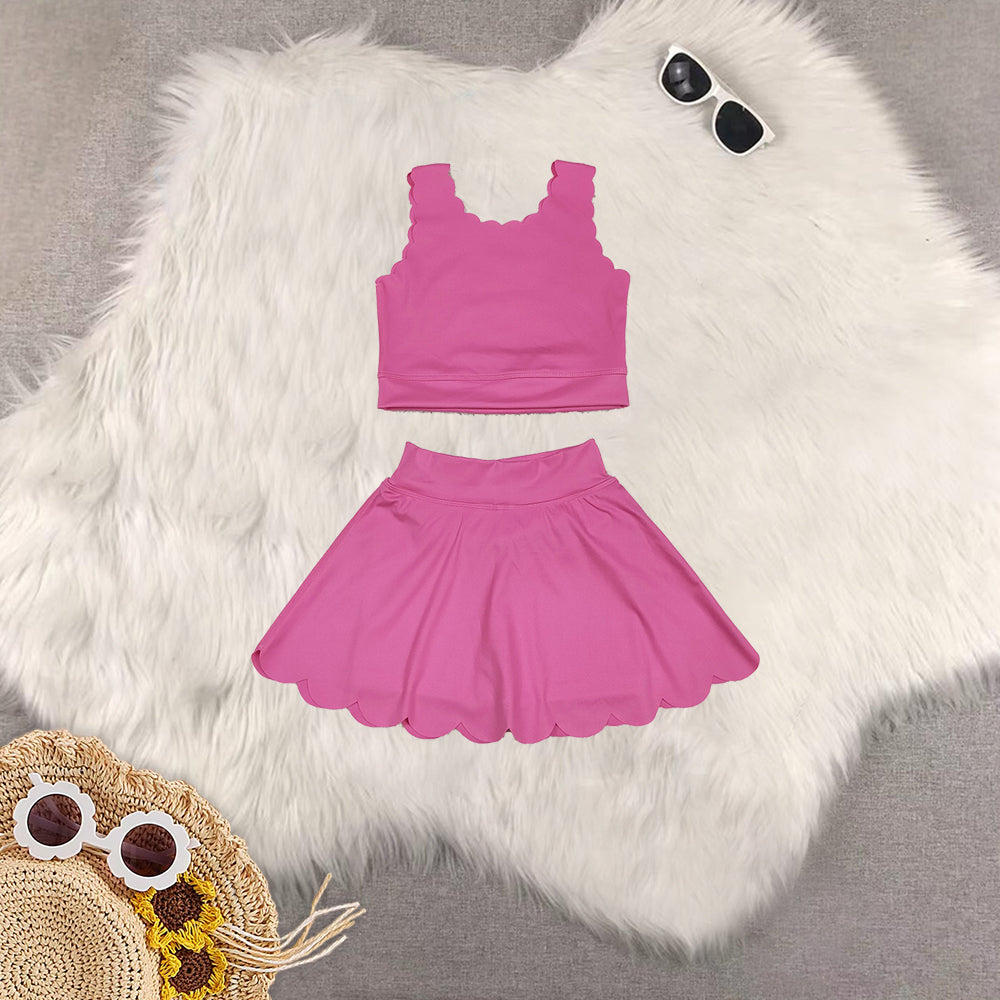 RTS NO MOQ Sibling baby girl clothes solid color skirt yoga sets
