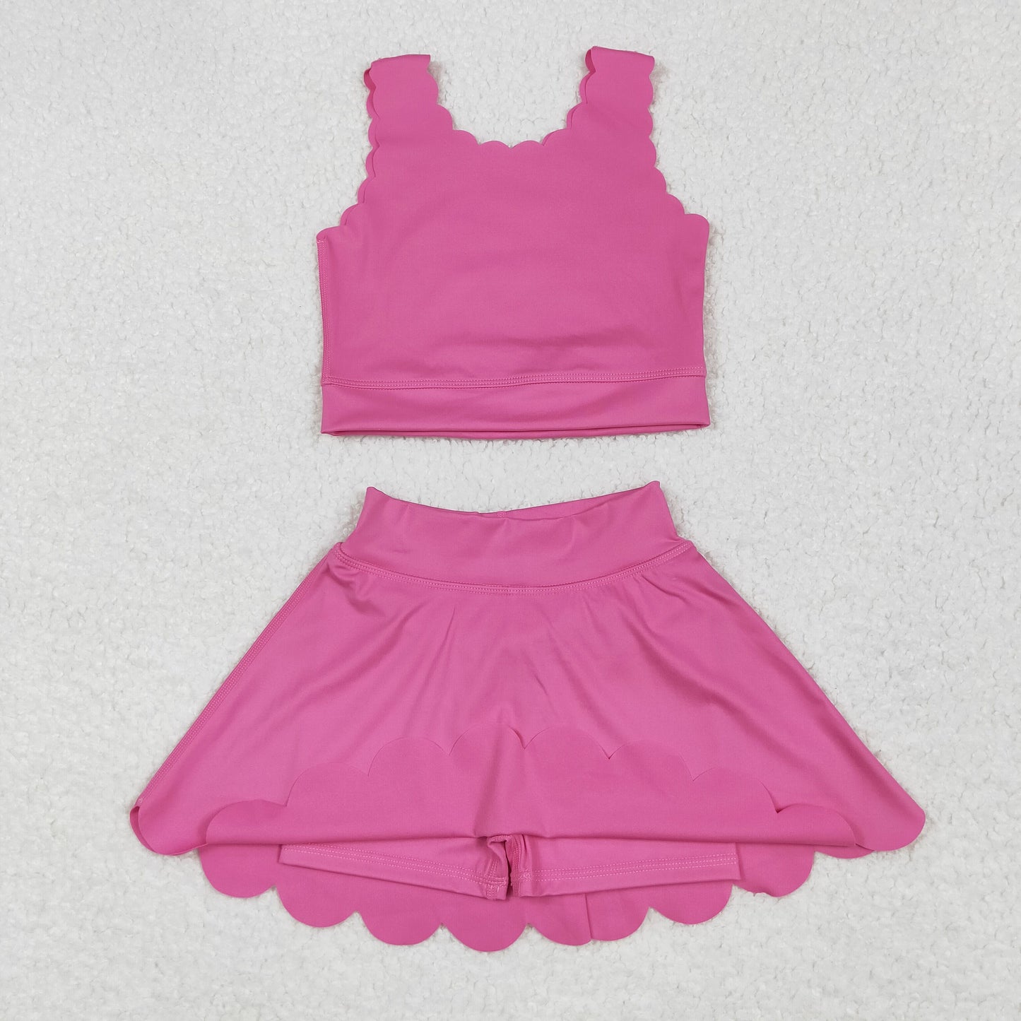 RTS NO MOQ Sibling baby girl clothes solid color skirt yoga sets