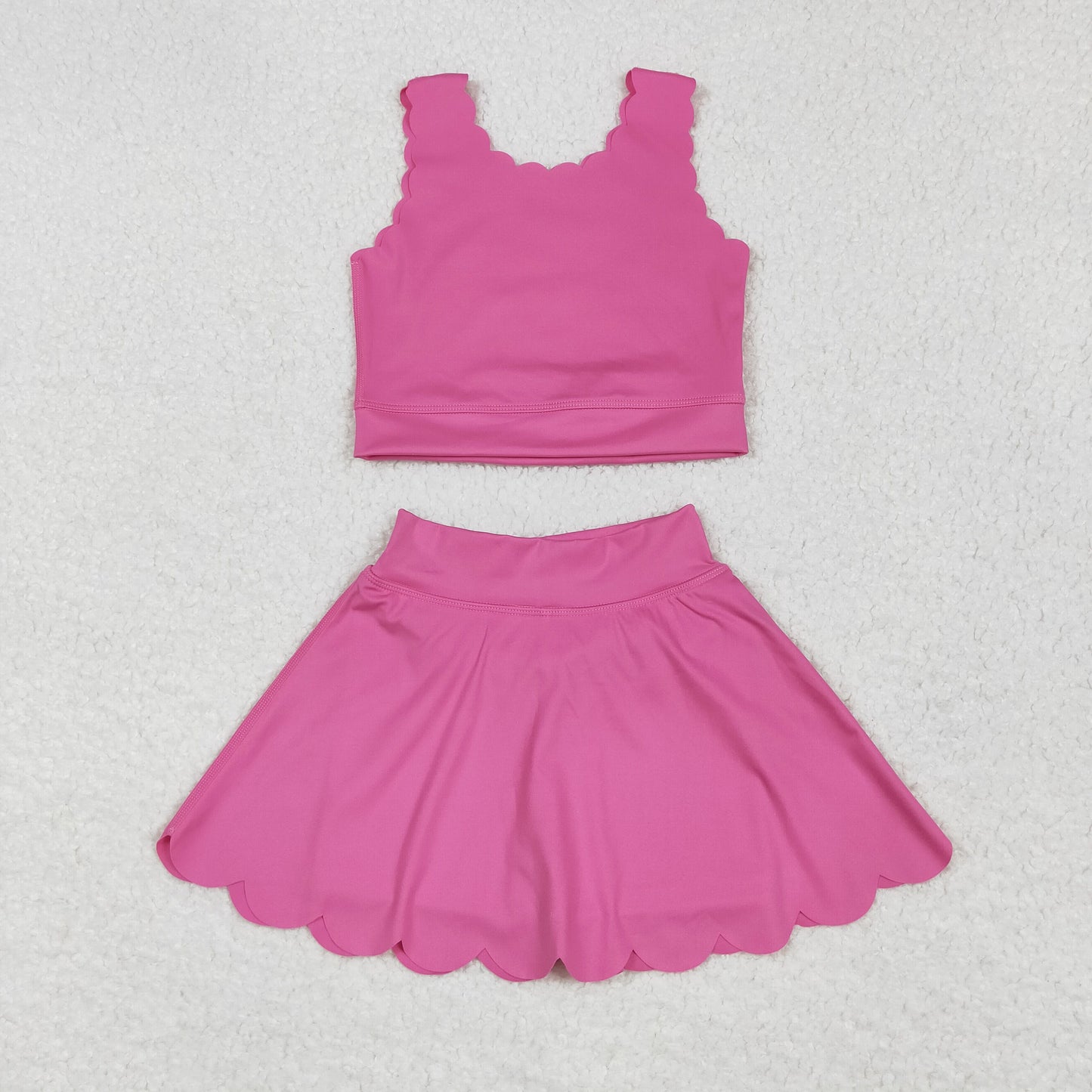 RTS NO MOQ Sibling baby girl clothes solid color skirt yoga sets
