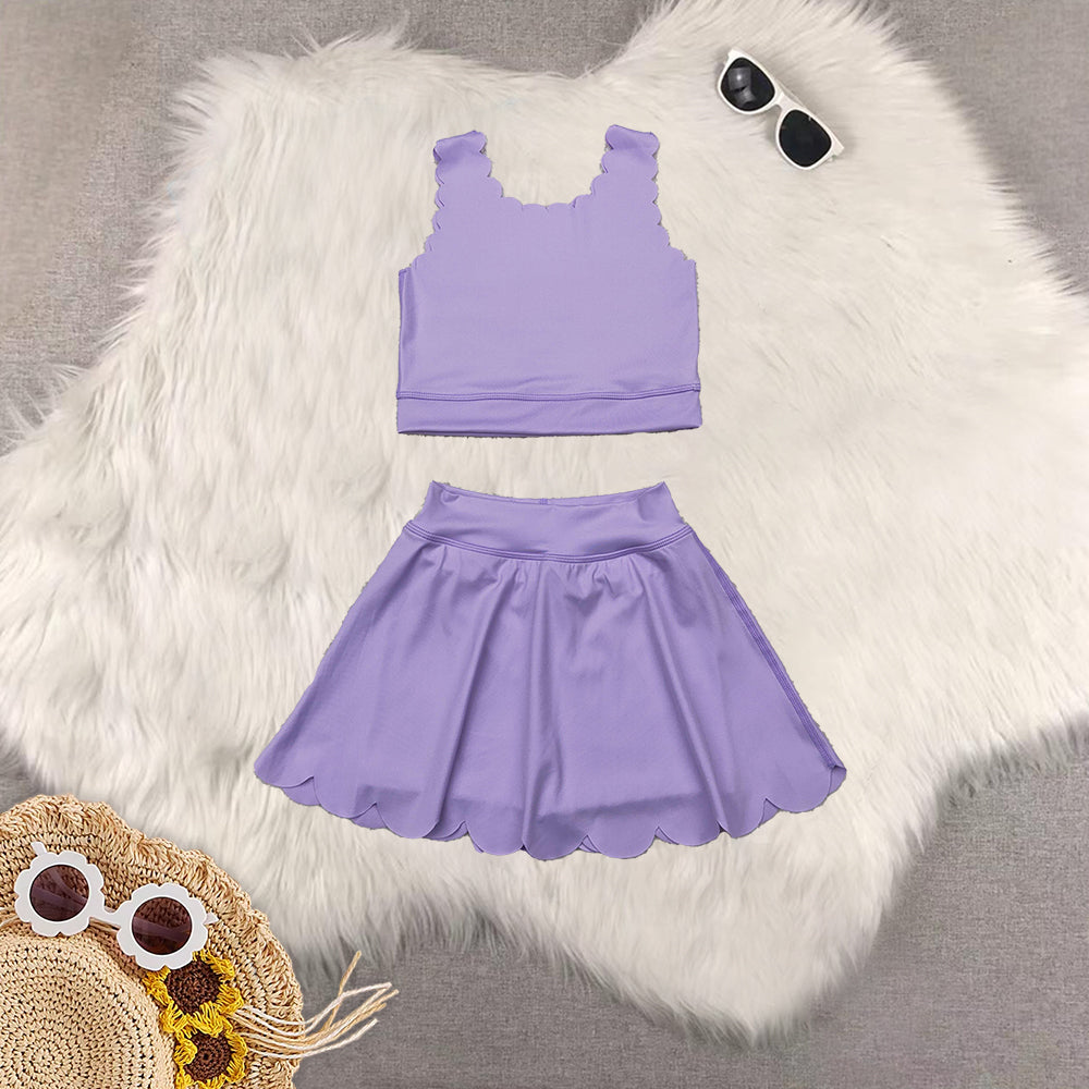 RTS NO MOQ Sibling baby girl clothes solid color skirt yoga sets
