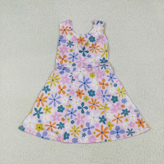 RTS NO MOQ GSD2113 Colorful flower pink yoga sleeveless dress
