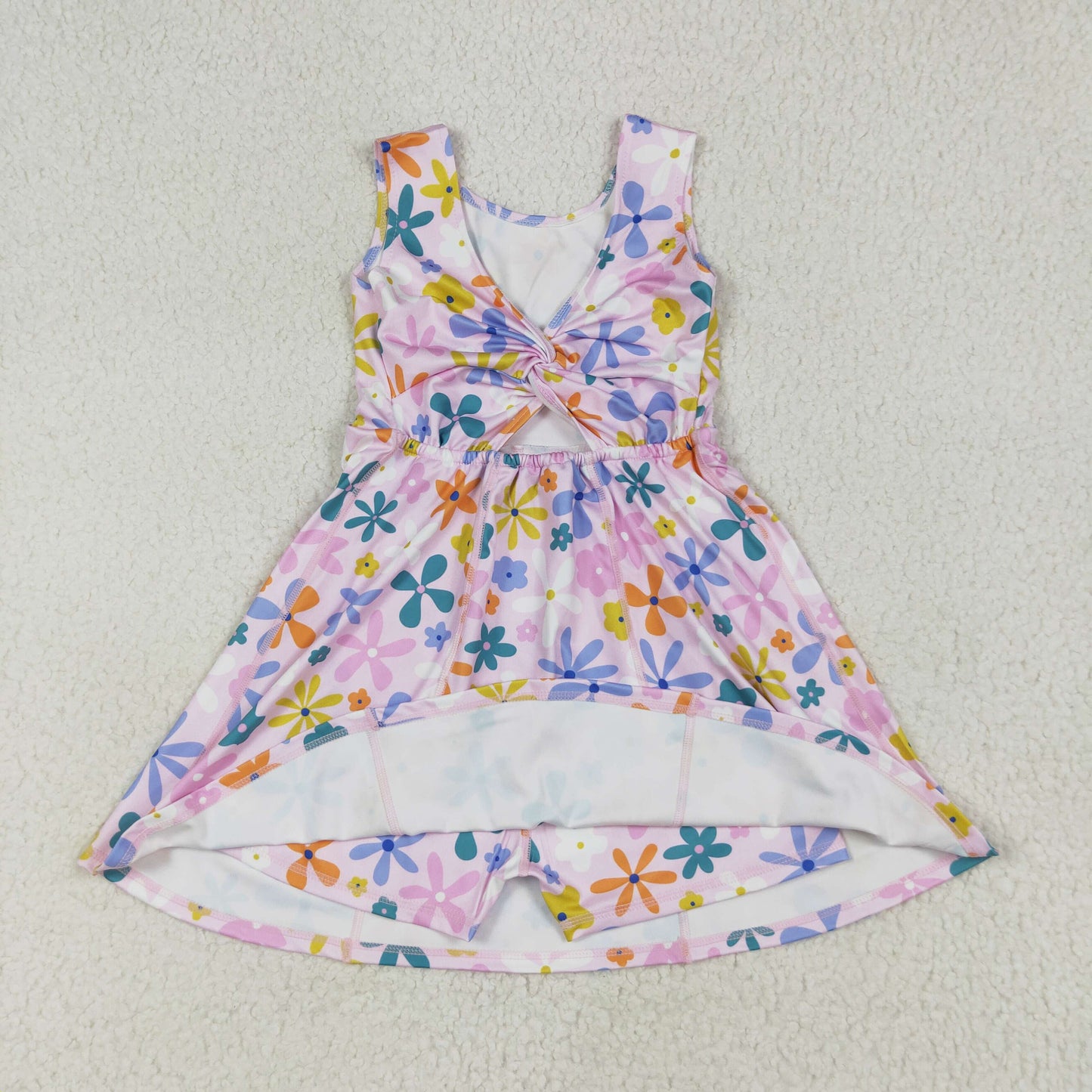 RTS NO MOQ GSD2113 Colorful flower pink yoga sleeveless dress