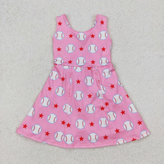 RTS NO MOQ ETA 5/7days Arrived GSD2135 Baseball star pink yoga sleeveless dress