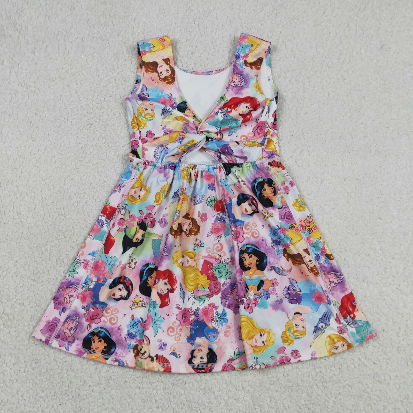 RTS NO MOQ yoga fabric GSD2136 Cute Clothes Baby Girls Princess Flowers Active Wear Skort Knee Length Dresses