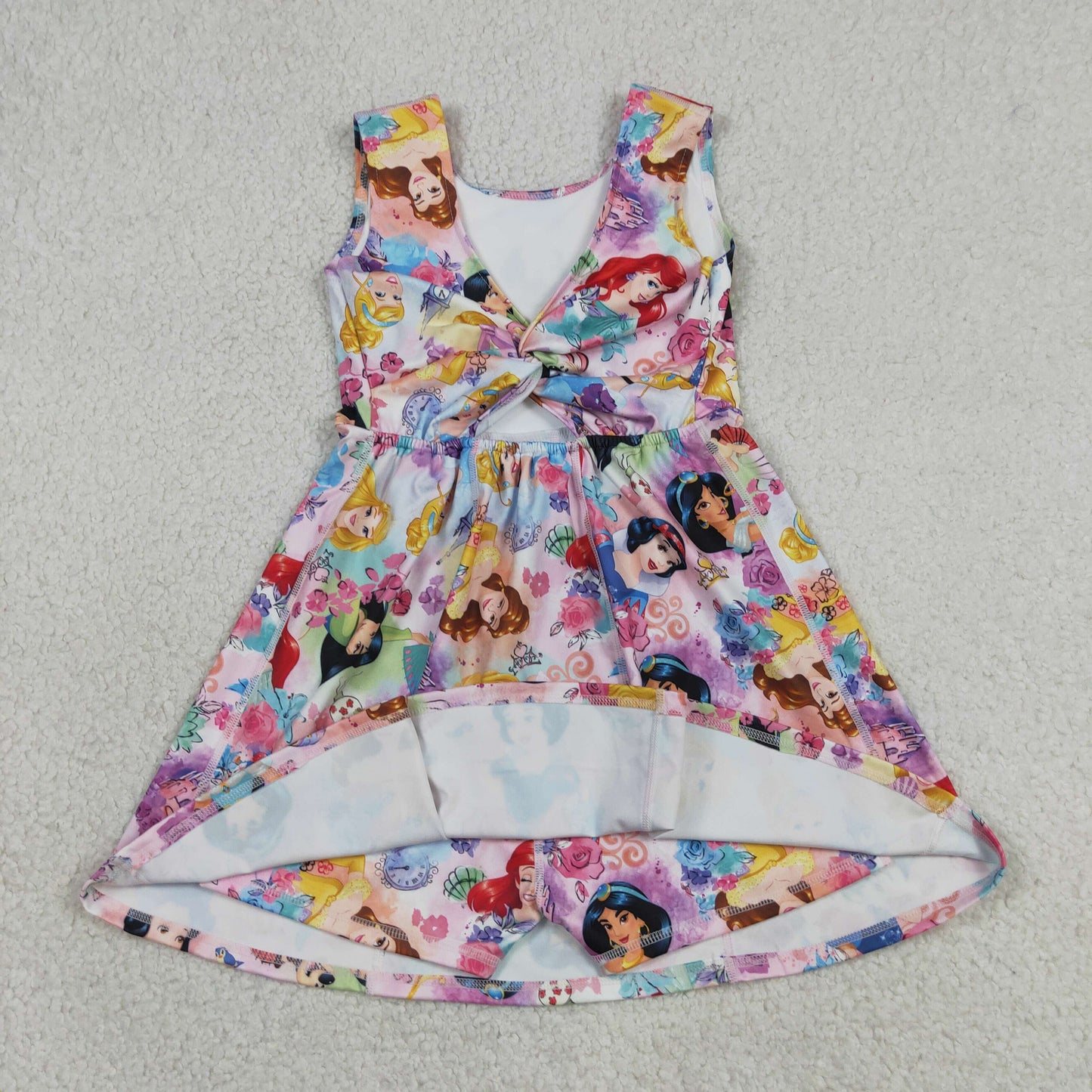 RTS NO MOQ yoga fabric GSD2136 Cute Clothes Baby Girls Princess Flowers Active Wear Skort Knee Length Dresses