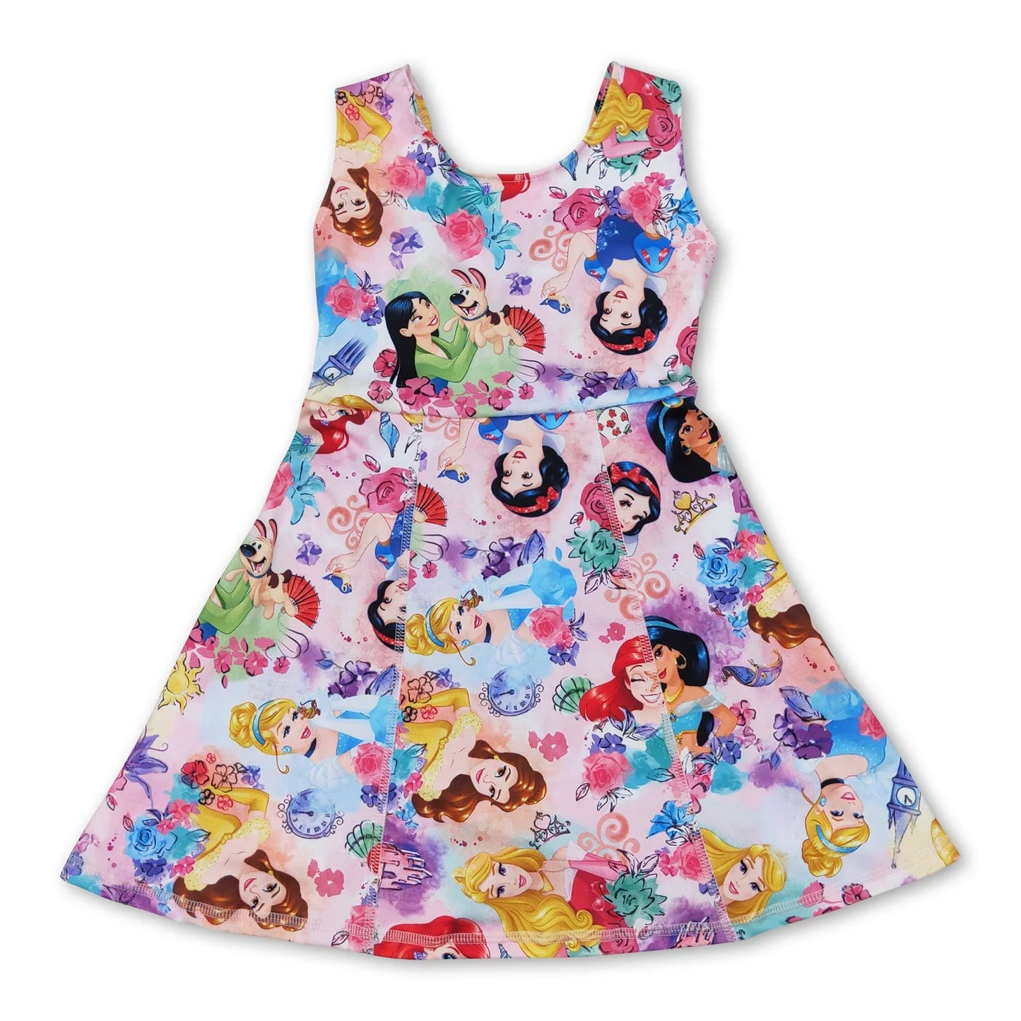 RTS NO MOQ Sibling yoga fabric Cute Clothes Baby Girls Summer Sleeveless Flower Printed Toddler Girl Yoga Active Knee Length Skort Dress
