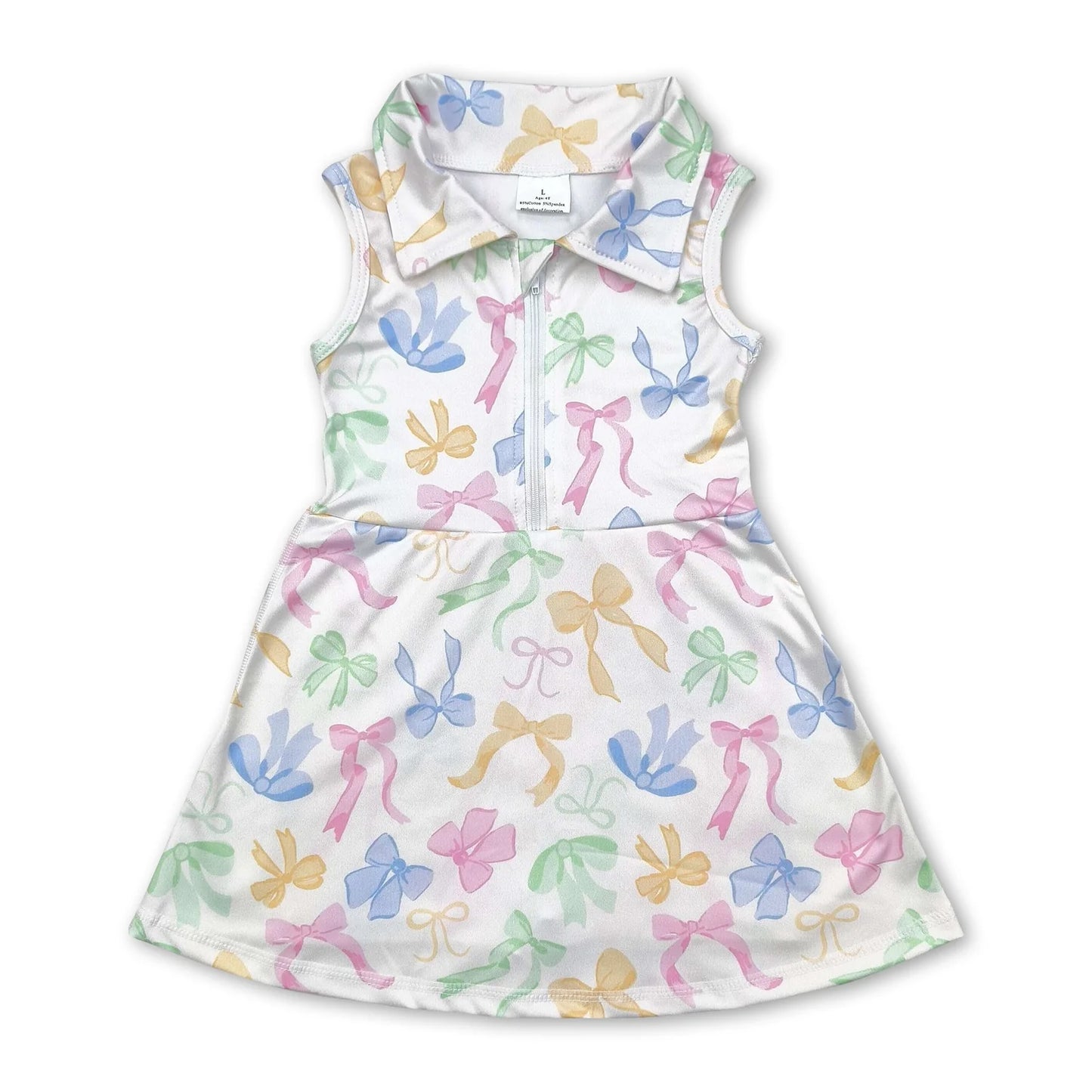 RTS NO MOQ Sibling yoga fabric Baby Girls Zipper Sleeveless Knee Length Athletic Short Dress