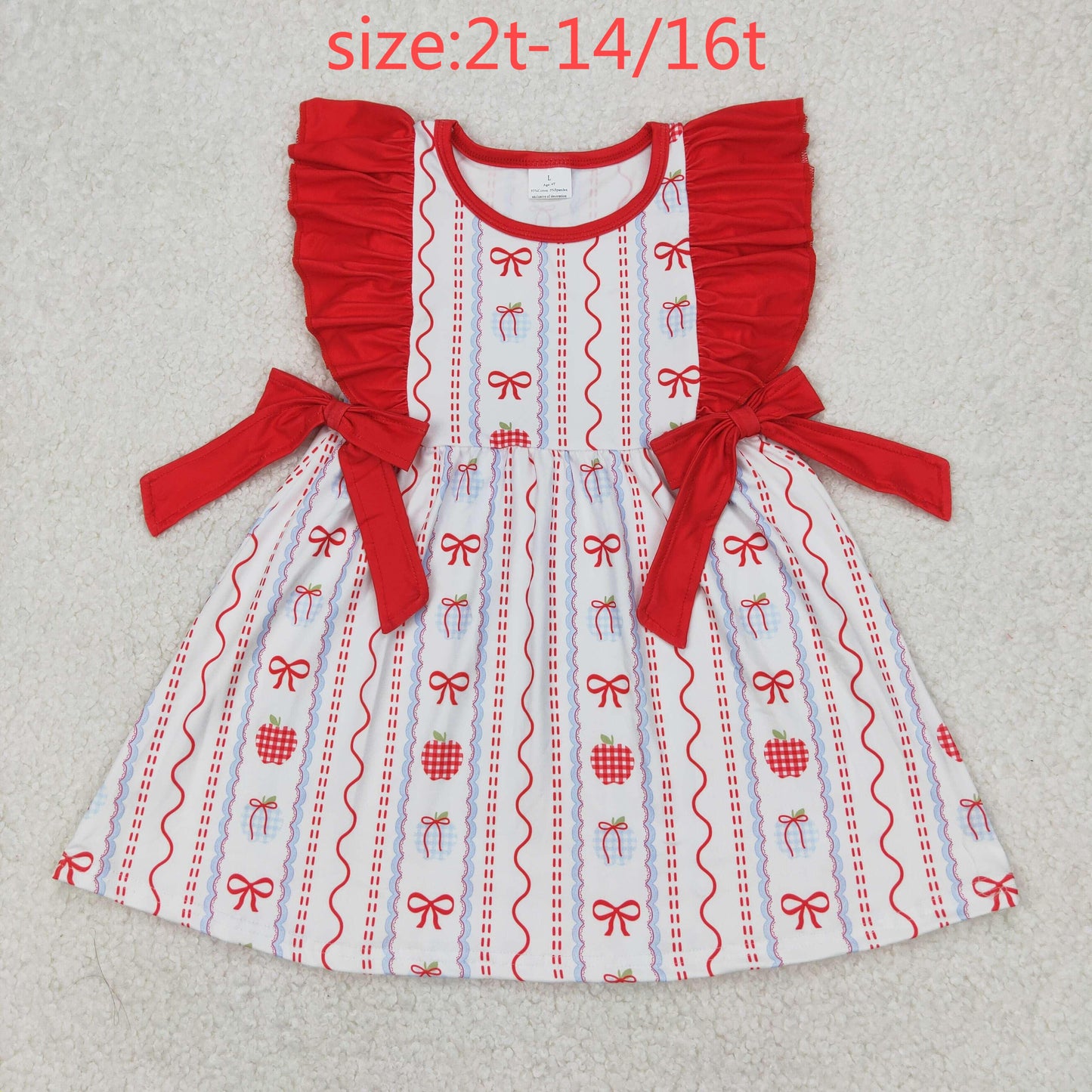 RTS NO MOQ ETA 5/7days Arrived GSD2201 Apple red lace bow striped sleeveless dress