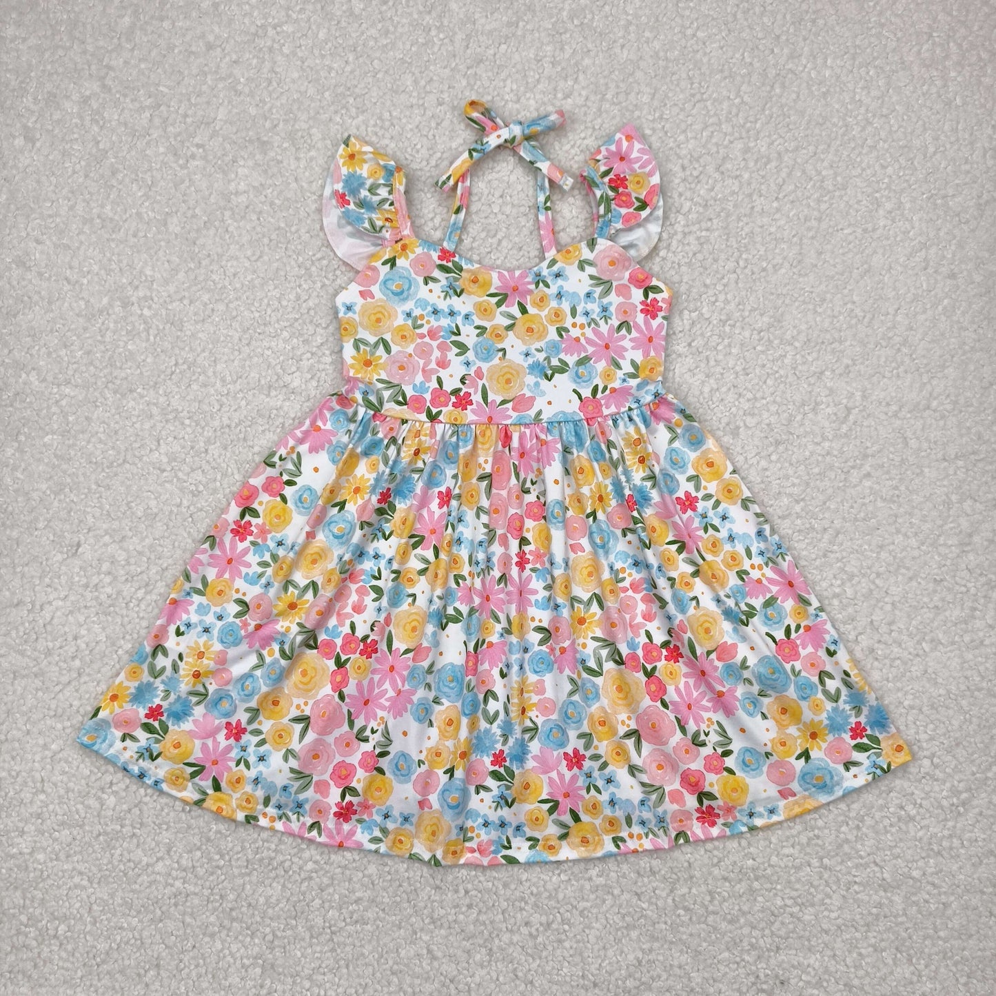 RTS baby girls clothes floral short Sleeve dress