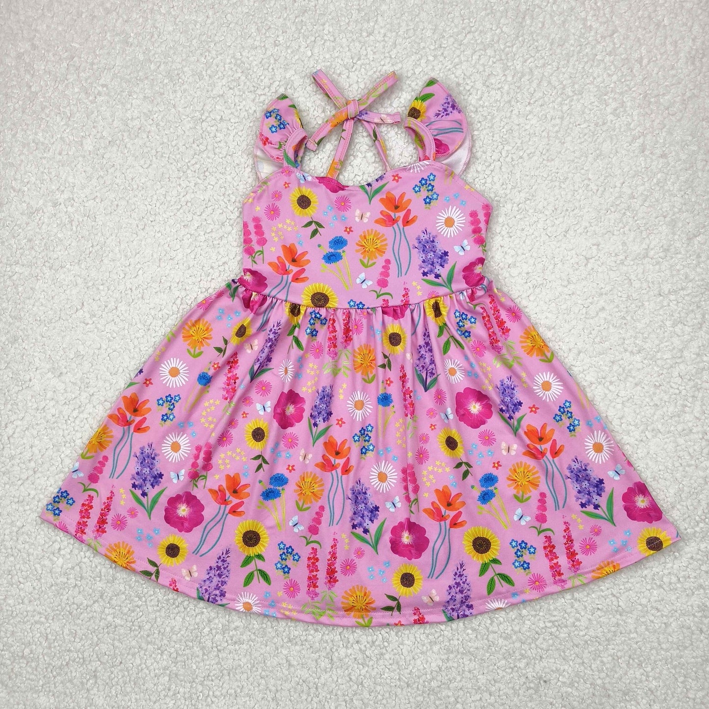 RTS baby girls clothes floral short Sleeve dress
