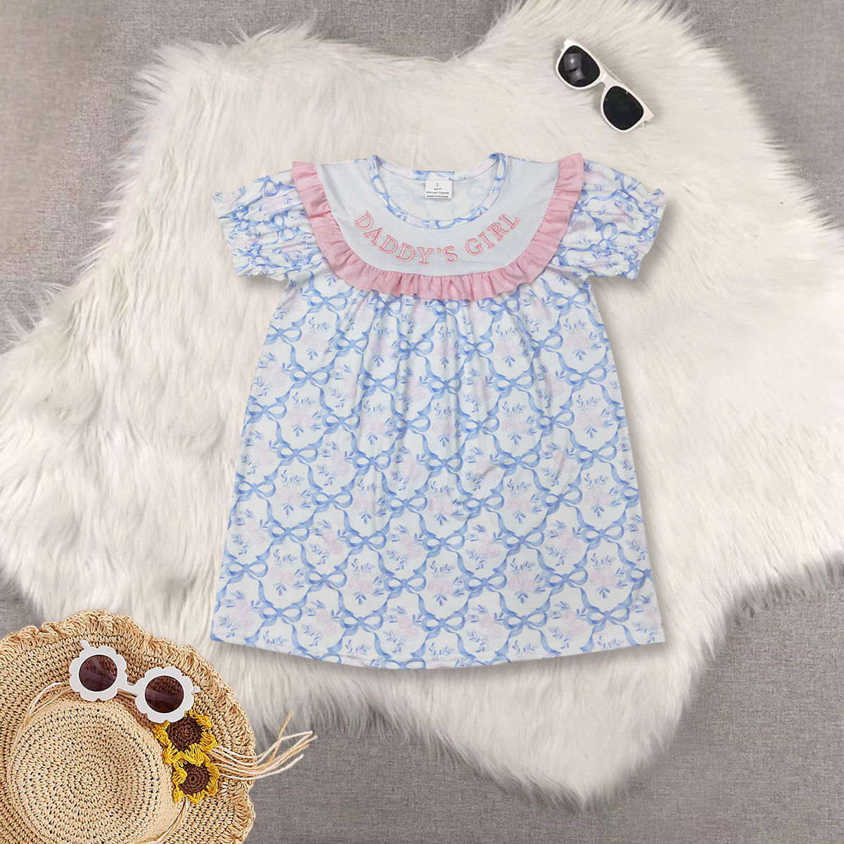 RTS baby girls clothes embroidery DADDY GIRL short Sleeve dress romper