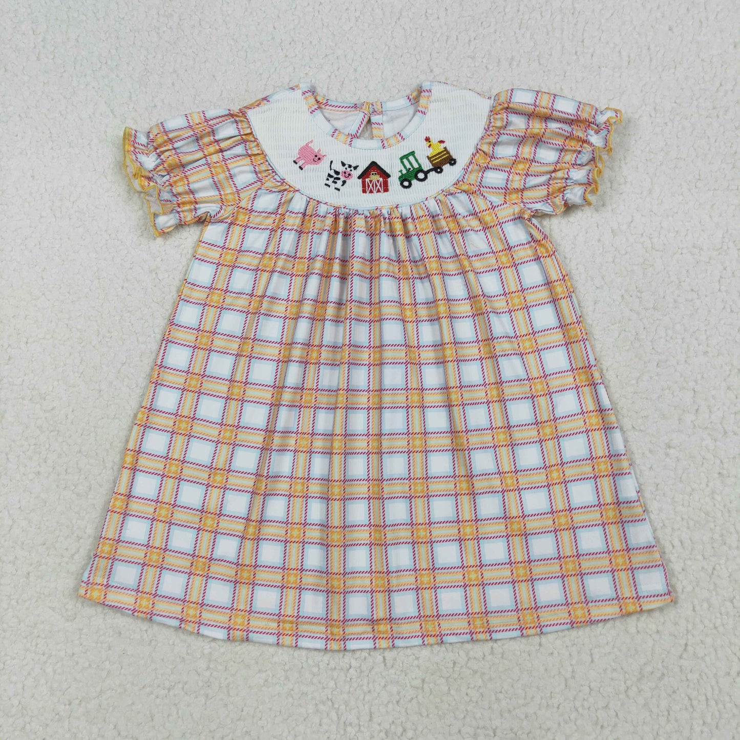 RTS Sibling baby girls clothes smocked embroidery short Sleeve dress and rompers