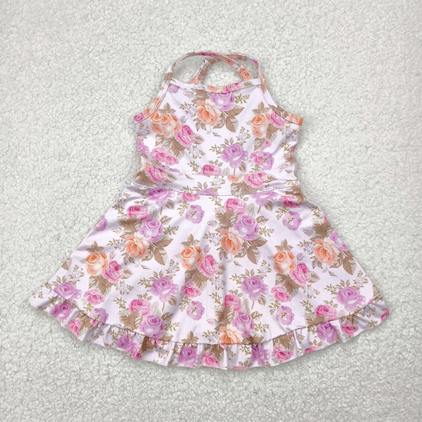 RTS NO MOQ Sibling baby girl clothes yoga floral suspender skirt sets