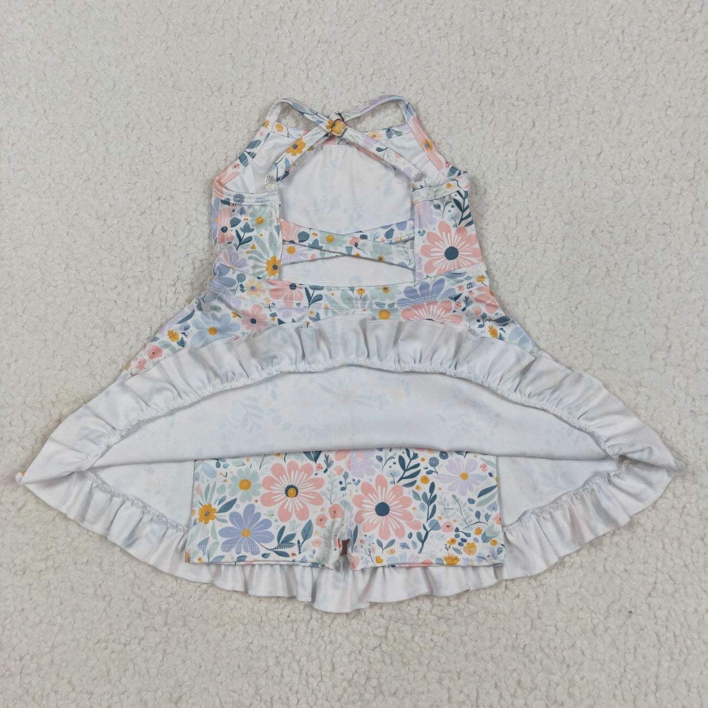 RTS NO MOQ Sibling baby girl clothes yoga floral suspender skirt sets