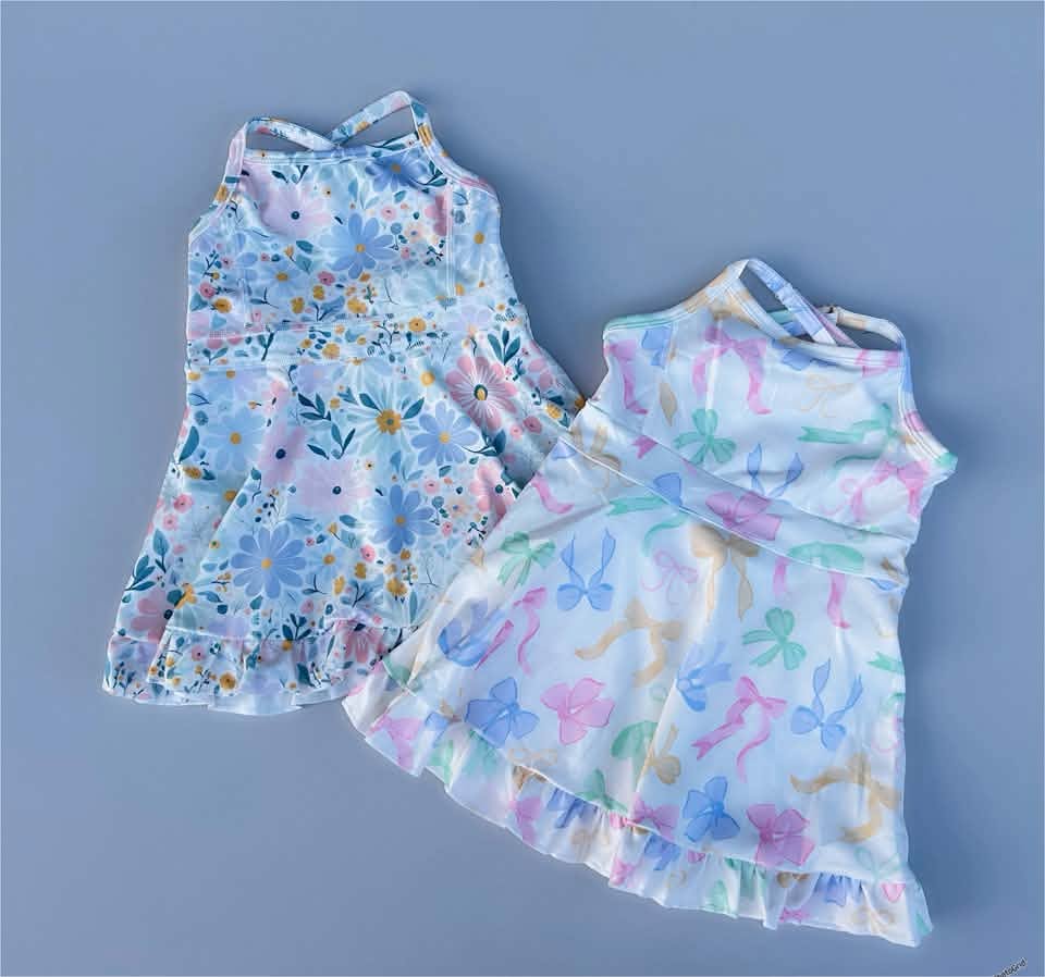 RTS NO MOQ Sibling yoga fabric Baby Girls clothes yoga floral skirt sets