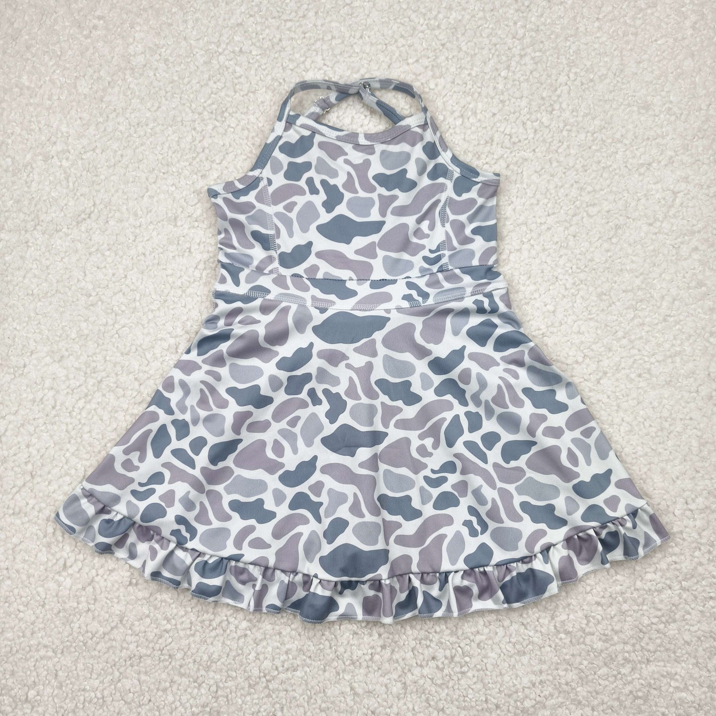 RTS NO MOQ baby girl clothes yoga camouflage suspender skirt sets