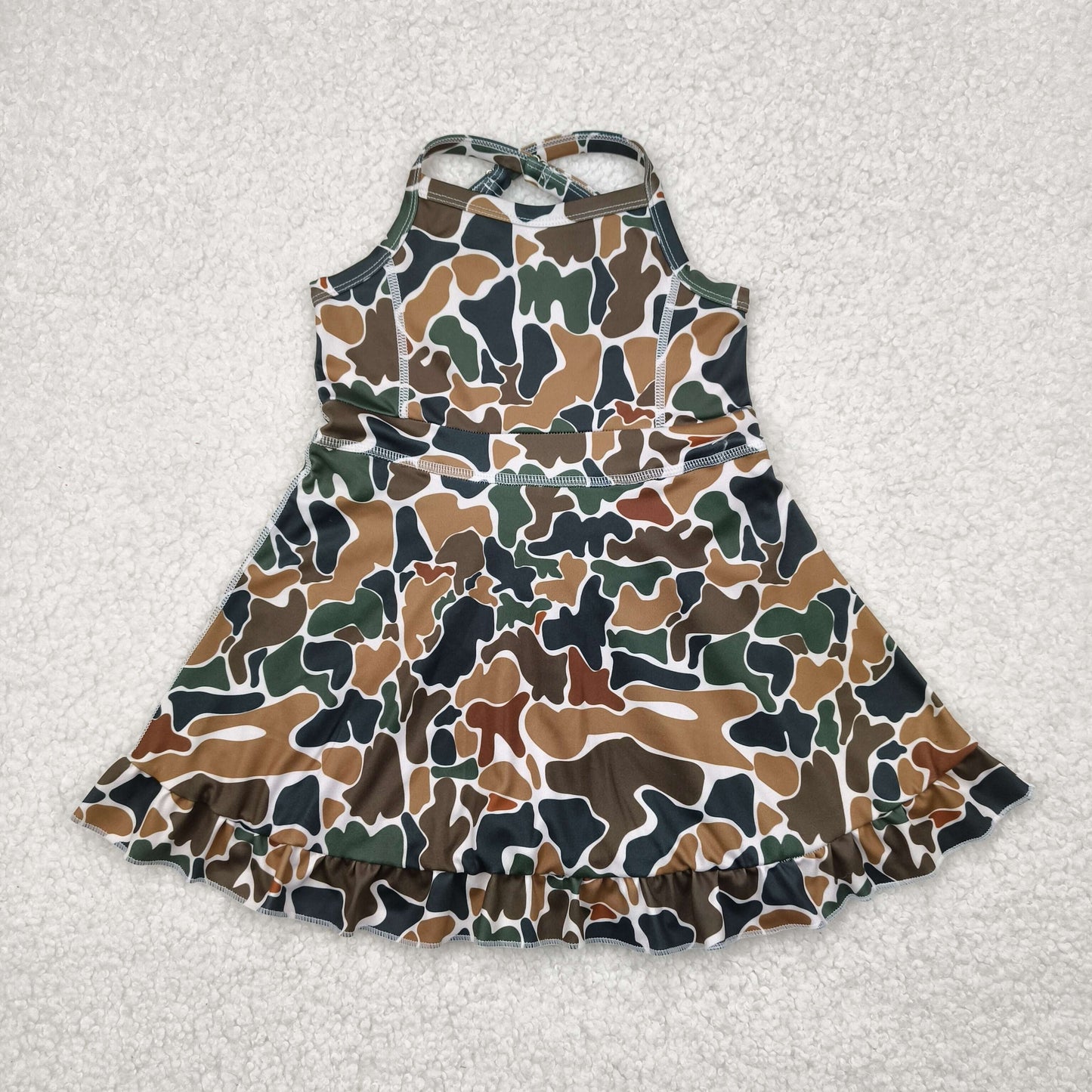 RTS NO MOQ GSD2309 Brown green camouflage beige sleeveless yoga dress