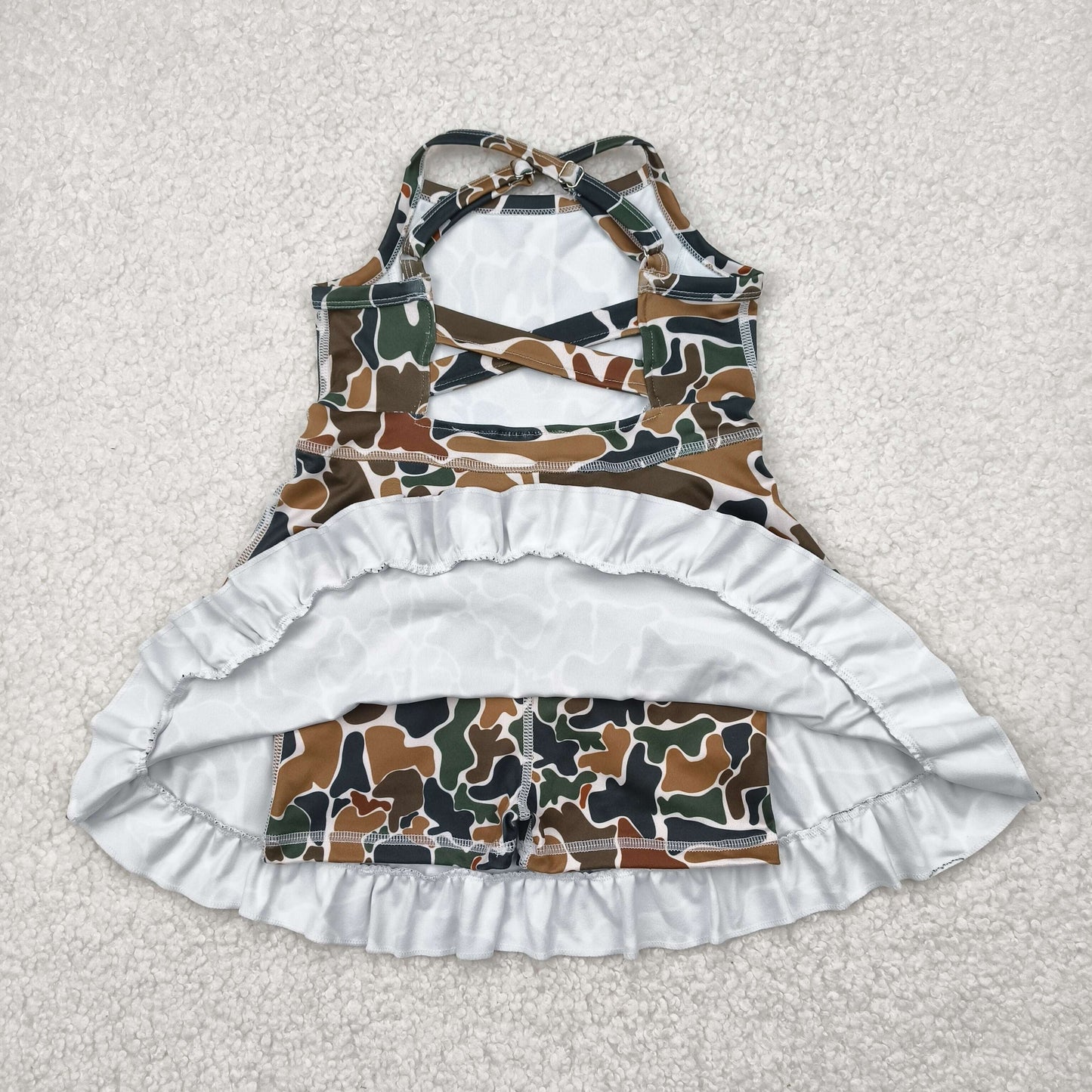 RTS NO MOQ baby girl clothes yoga camouflage suspender skirt sets