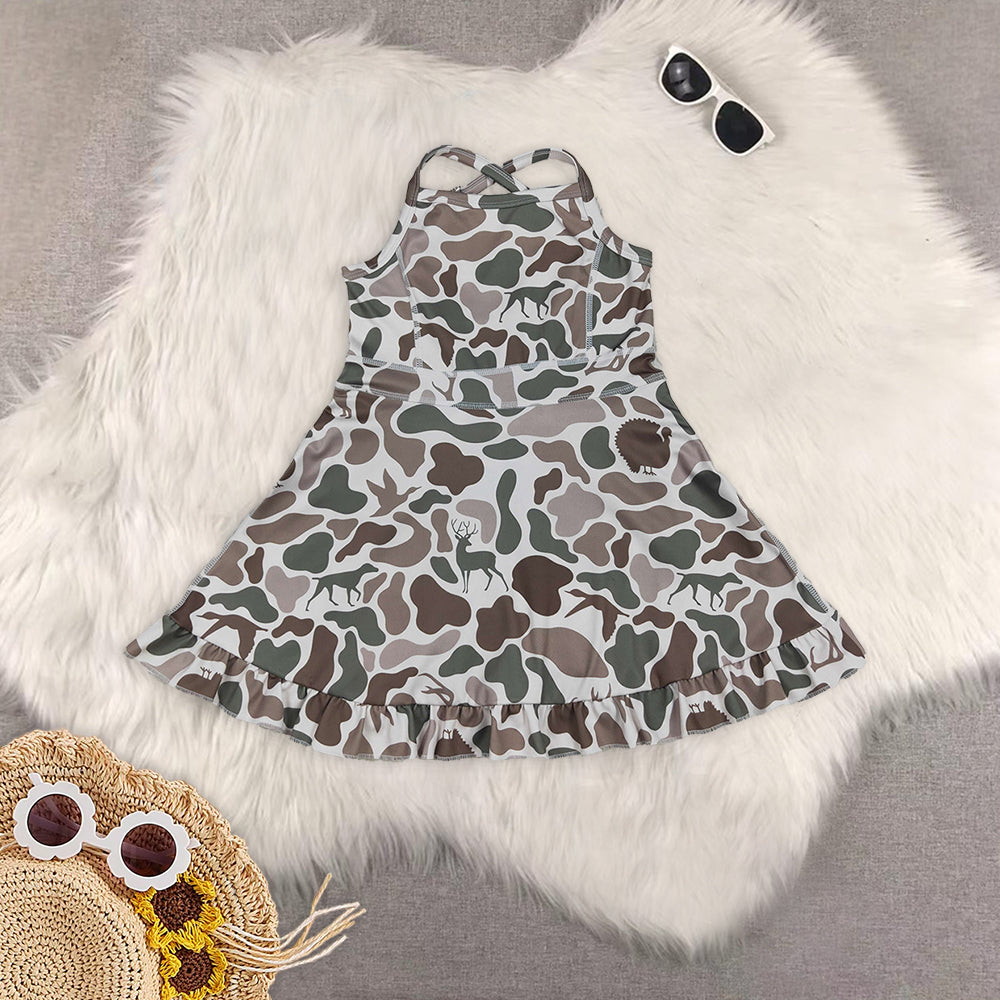 RTS NO MOQ Sibling baby girl clothes yoga sleeveless dress and top and pant