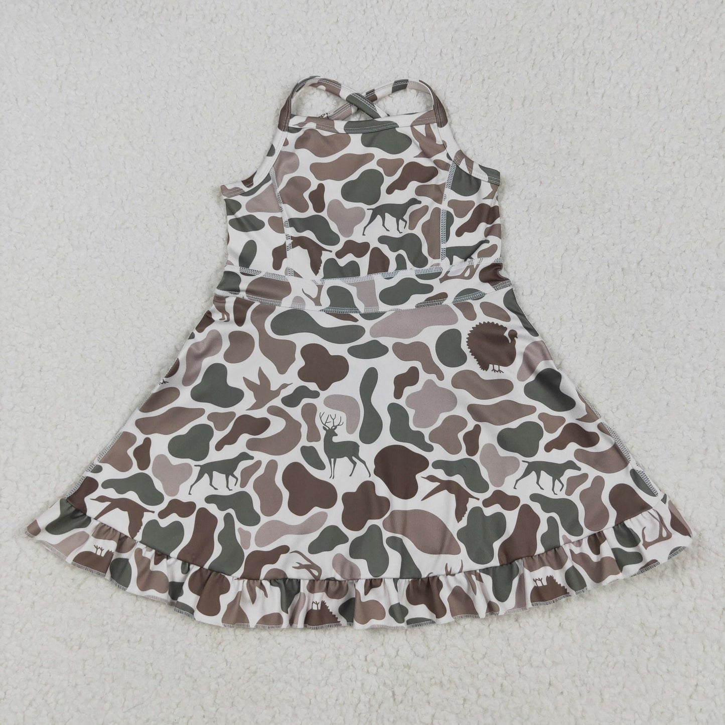 RTS NO MOQ baby girl clothes yoga camouflage suspender skirt sets