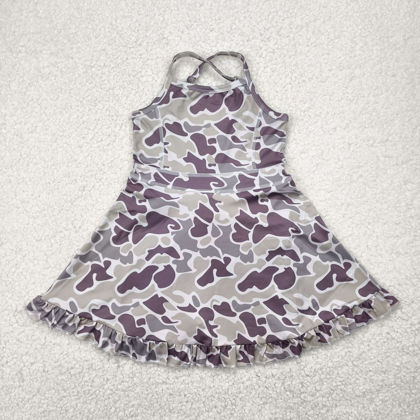 RTS NO MOQ baby girl clothes yoga camouflage suspender skirt sets