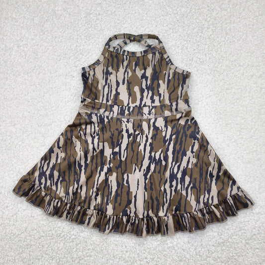 RTS NO MOQ GSD2314 Military green camouflage sleeveless yoga dress