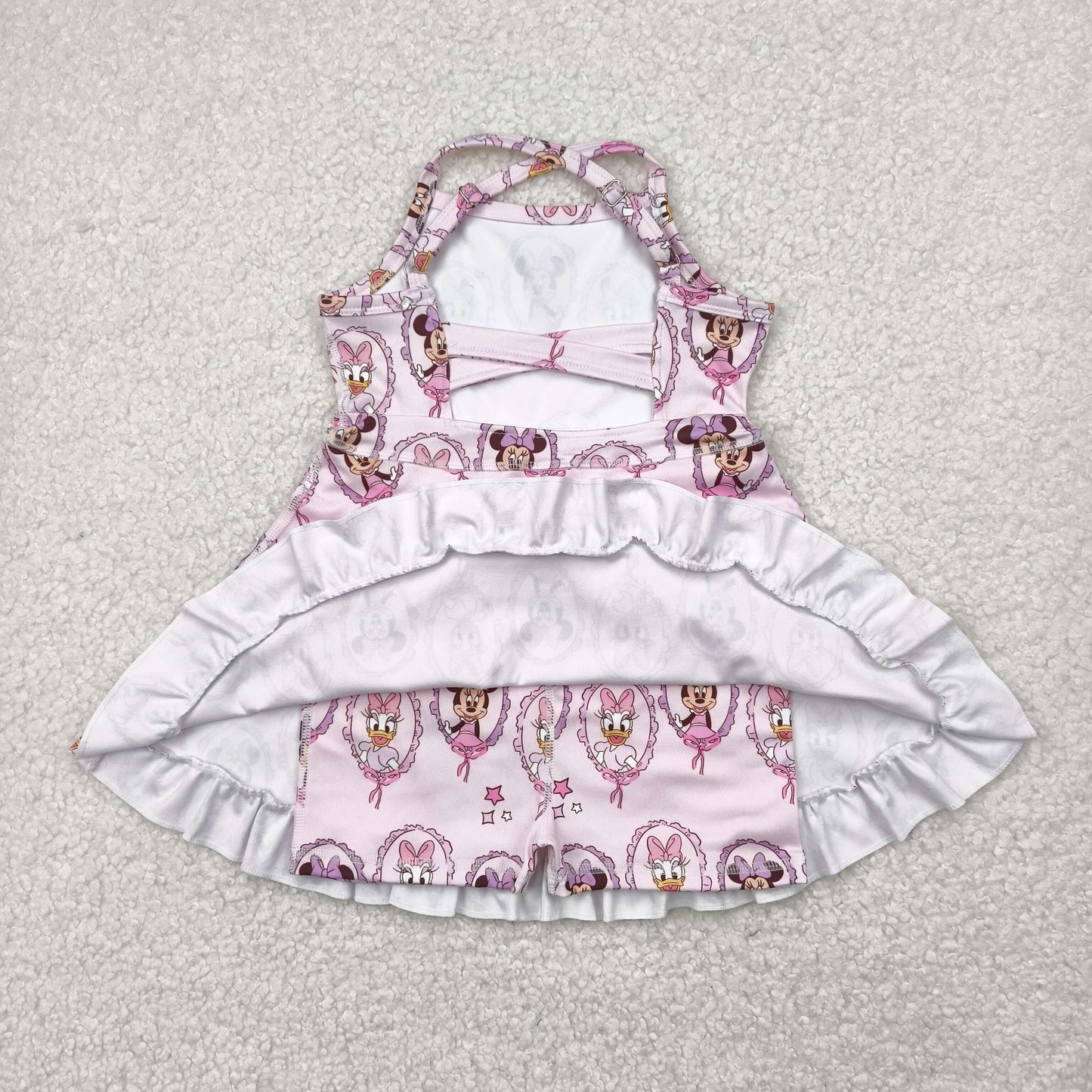 RTS NO MOQ GSD3915 Minnie Donald Duck star pink sleeveless yoga dress