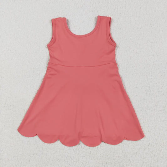 RTS NO MOQ GSD2350 Pure coral red sleeveless yoga dress