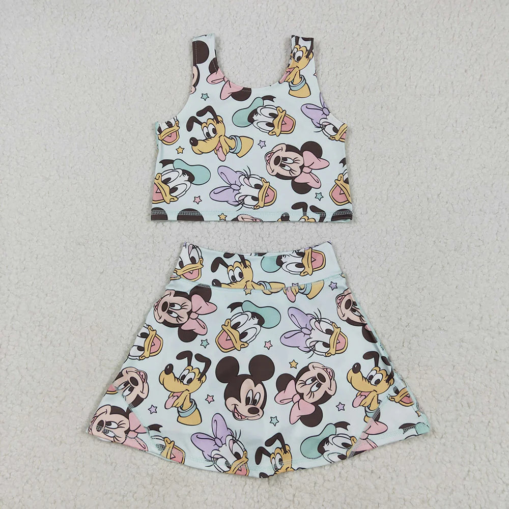 Best Sell RTS Baby Girls Sleeveless Stars Top Skort Set Cute Yoga Outfit for Little Girls