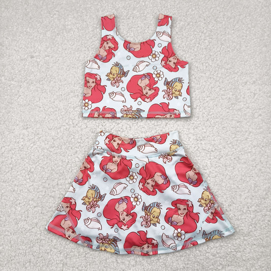 Cute Clothes  GSD2354 blue vest skirt yoga set-GSD3231