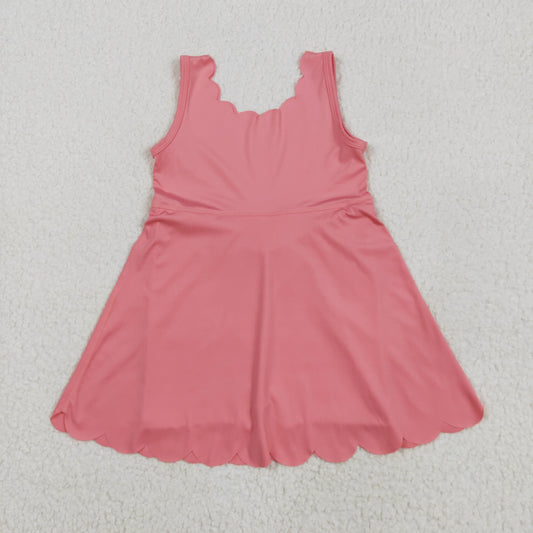 RTS NO MOQ GSD2371 Pink lace yoga sleeveless dress